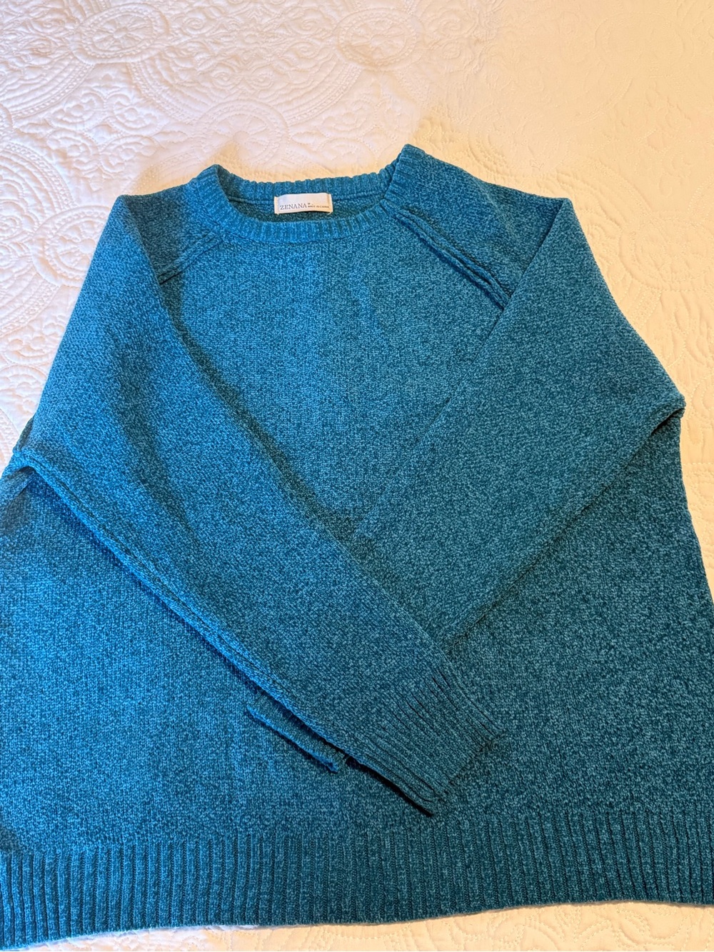 Zenana Outfitters Women's Crewneck Sweater in Teal Blue